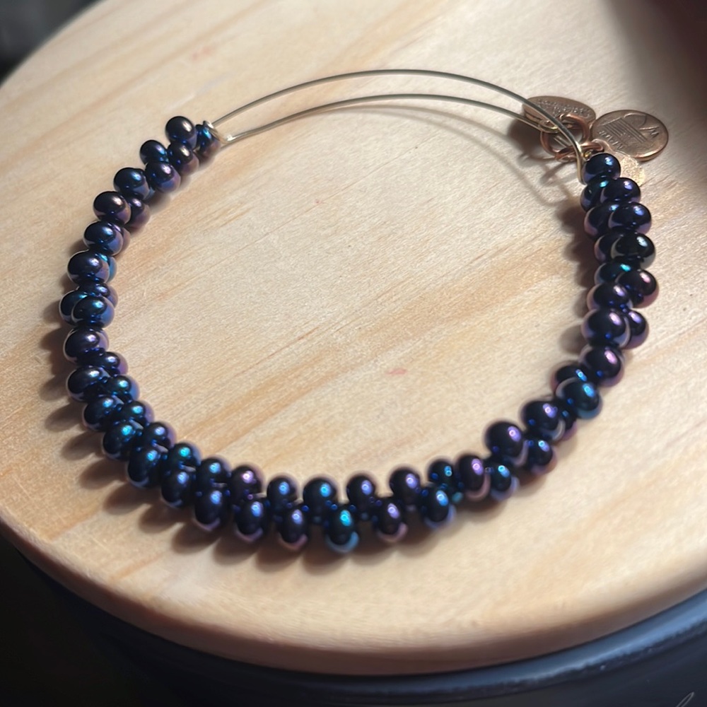 Alex and Ani Metallic Beaded Bracelet Blue Purple